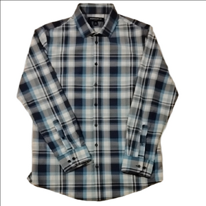 Mizzen+Main Men's Blue and White Plaid Shirt
